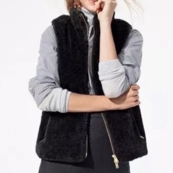 J. Crew Faux Fur Shearling Vest XS Black - Picture 3 of 10